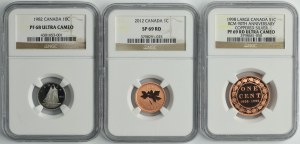 Set, Canada, Elizabeth II, 1 Cent and 10 Cent (3 pcs.) - NGC PF68-69 and SP69