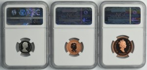 Set, Canada, Elizabeth II, 1 Cent and 10 Cent (3 pcs.) - NGC PF68-69 and SP69