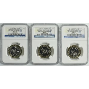 Set, Great Britain, Elizabeth II, 2 Pounds 2016 (3 pcs.) - NGC MS67