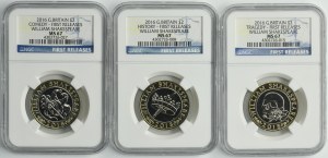 Set, Great Britain, Elizabeth II, 2 Pounds 2016 (3 pcs.) - NGC MS67