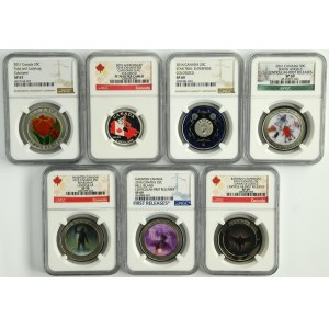 Set, Canada, Elizabeth II, 25 Cents, 50 Cents and 3 Dollars (7 pcs.) - NGC PF70 and SP69-70