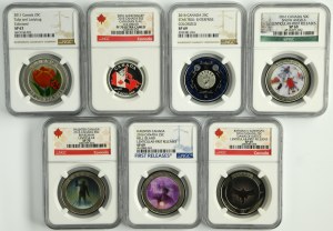 Ensemble, Canada, Elizabeth II, 25 Cents, 50 Cents et 3 Dollars (7 pièces) - NGC PF70 et SP67-70