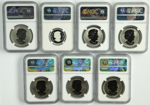 Ensemble, Canada, Elizabeth II, 25 Cents, 50 Cents et 3 Dollars (7 pièces) - NGC PF70 et SP67-70