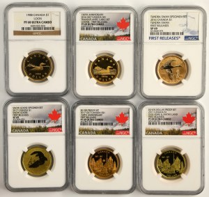 Ensemble, Canada, Elizabeth II, 1 $ (6 pièces) - NGC PF68-69 et SP69