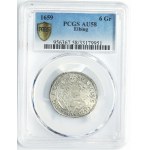 Elbing under Sweden, Karl X Gustav, 6 Groschen Elbing 1659 - PCGS AU58