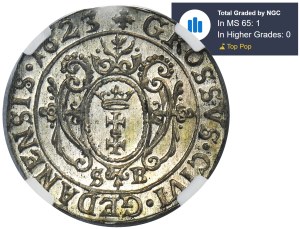 Sigismund III Vasa, Grosz Gdańsk 1623 SB - NGC MS65