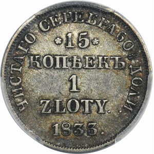 15 kopeck = 1 zloty Petersburg 1833 НГ - PCGS AU50