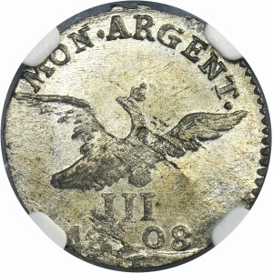 Silesia, Prussian rule, Friedrih WIlhelm III, 3 Kreuzer Glatz 1808 G - NGC MS61 - RARE