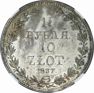 1 1/2 rouble = 10 zloty Varsovie 1837/6 MW - NGC AU55