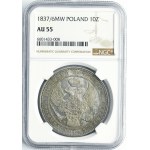 1 1/2 rubel = 10 zloty Warsaw 1837/6 MW - NGC AU55