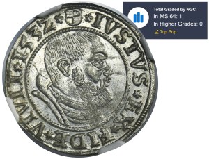 Duchy of Prussia, Albert Hohenzollern, Groschen Königsberg 1532 - PRVS - NGC MS64