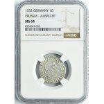 Duchy of Prussia, Albert Hohenzollern, Groschen Königsberg 1532 - PRVS - NGC MS64