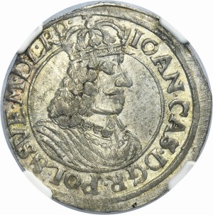 John II Casimir, 1/4 Thaler Thorn 1662 HDL - NGC MS64 - ILLUSTRATED