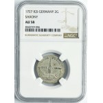Augustus II the Strong, Two posthumous groschen Leipzig 1727 IGS - NGC AU58