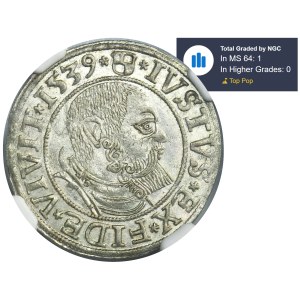Duchy of Prussia, Albrecht Hohenzollern, Groschen Königsberg 1539 - PRVSS - NGC MS64