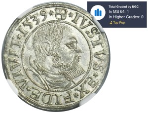 Duchy of Prussia, Albrecht Hohenzollern, Groschen Königsberg 1539 - PRVSS - NGC MS64
