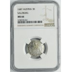 Archbishopric of Salzburg, Johann Ernst von Thun Hohenstein, 3 Kreuzer 1687 - NGC MS66