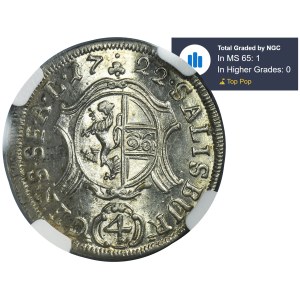 Austria, Archbishopric of Salzburg, Franz Anton von Harrach, 4 Kreuzer 1722 - NGC MS65