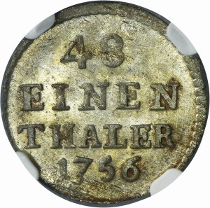 Augustus III of Poland, 1/48 Thaler Grünthal 1756 ôF - NGC MS64 - RARE