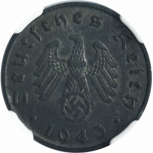 Germany, Third Reich, 10 Pfennig Berlin 1943 A - NGC MS63