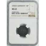 Germany, Third Reich, 10 Pfennig Berlin 1943 A - NGC MS63