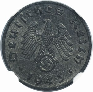 Germany, Third Reich, 1 Pfennig Muldenhütten 1943 E - NGC MS64