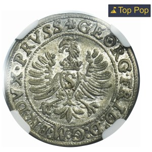 Duchy of Prussia, Georg Friedrich von Ansbach, Groschen Königsberg 1595 - NGC AU58 - RARE