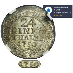 Augustus III of Poland, 1/24 Thaler Dresden 1750 FWôF - NGC MS64