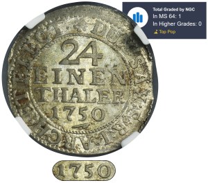 Auguste III Sas, 1/24 Thaler (penny) Dresde 1750 FWôF - NGC MS64