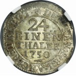 Augustus III of Poland, 1/24 Thaler Dresden 1750 FWôF - NGC MS64