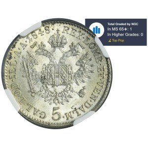 Austria, Ferdynand I, 5 Krajcarów Wiedeń 1848 A - NGC MS65+