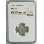 Austria, Ferdynand I, 5 Krajcarów Wiedeń 1848 A - NGC MS65+