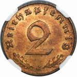 Germany, Third Reich, 2 Pfennig Hamburg 1938 J - NGC MS65 RB