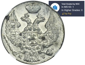 Polish Kingdom, 10 groschen Warsaw 1840 MW - NGC MS63 - dot after date