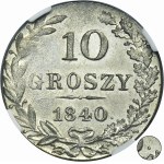 Polish Kingdom, 10 groschen Warsaw 1840 MW - NGC MS63 - dot after date