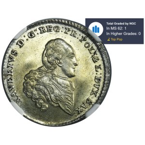 Xaver as administrator, 1/6 Thaler Dresden 1767 EDC - NGC MS62