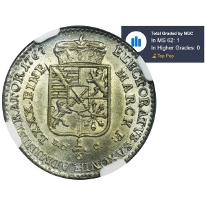 Xaver as administrator, 1/6 Thaler Dresden 1767 EDC - NGC MS62