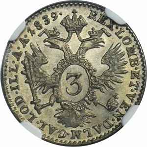 Autriche, Ferdinand I, 3 Krajcars Vienne 1839 A - NGC MS64