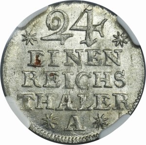 Allemagne, Royaume de Prusse, Frédéric II, 1/24 Thaler Berlin 1753 A - NGC MS64