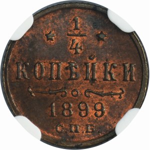 Russia, Nicholas II, 1/4 Kopeck Petersburg 1899 СПБ - MS64 BN