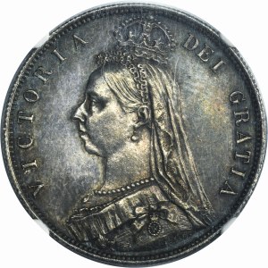 Grande-Bretagne, Victoria, 1/2 Couronne Londres 1887 - NGC MS62