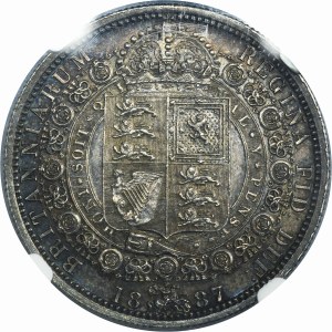 Grande-Bretagne, Victoria, 1/2 Couronne Londres 1887 - NGC MS62