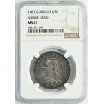 Great Britain, Victoria, 1/2 Crown London 1887 - NGC MS62
