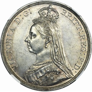 Great Britain, Victoria, 1 Crown London 1887 - NGC UNC DETAILS