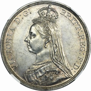 Great Britain, Victoria, 1 Crown London 1887 - NGC UNC DETAILS