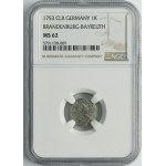 Germany, Brandenburg-Bayreuth, Friedrich III, 1 Kreuzer 1753 CLR - NGC MS62