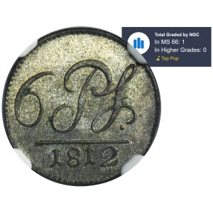 Germany, Principality of Schwarzburg-Rudolstadt, Friedrich Günther, 6 Pfennig Saalfeld 1812 - NGC MS66
