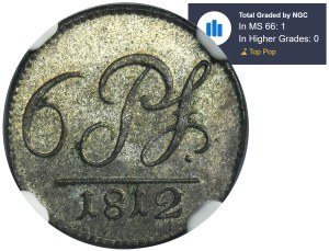 Germany, Principality of Schwarzburg-Rudolstadt, Friedrich Günther, 6 Pfennig Saalfeld 1812 - NGC MS66