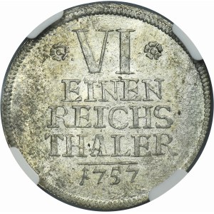 Germany, Margrave of Brandenburg-Ansbach, ChrisitanFriedrich Karl Alexander, 1/6 Thaler Schwabach 1757 - NGC MS62