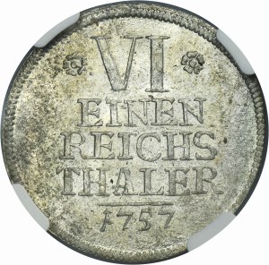 Germany, Margrave of Brandenburg-Ansbach, ChrisitanFriedrich Karl Alexander, 1/6 Thaler Schwabach 1757 - NGC MS62